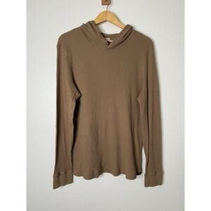 Faherty Legend Chestnut Brown Waffle Knit Hoodie Pullover Sweater Sweatshirt L